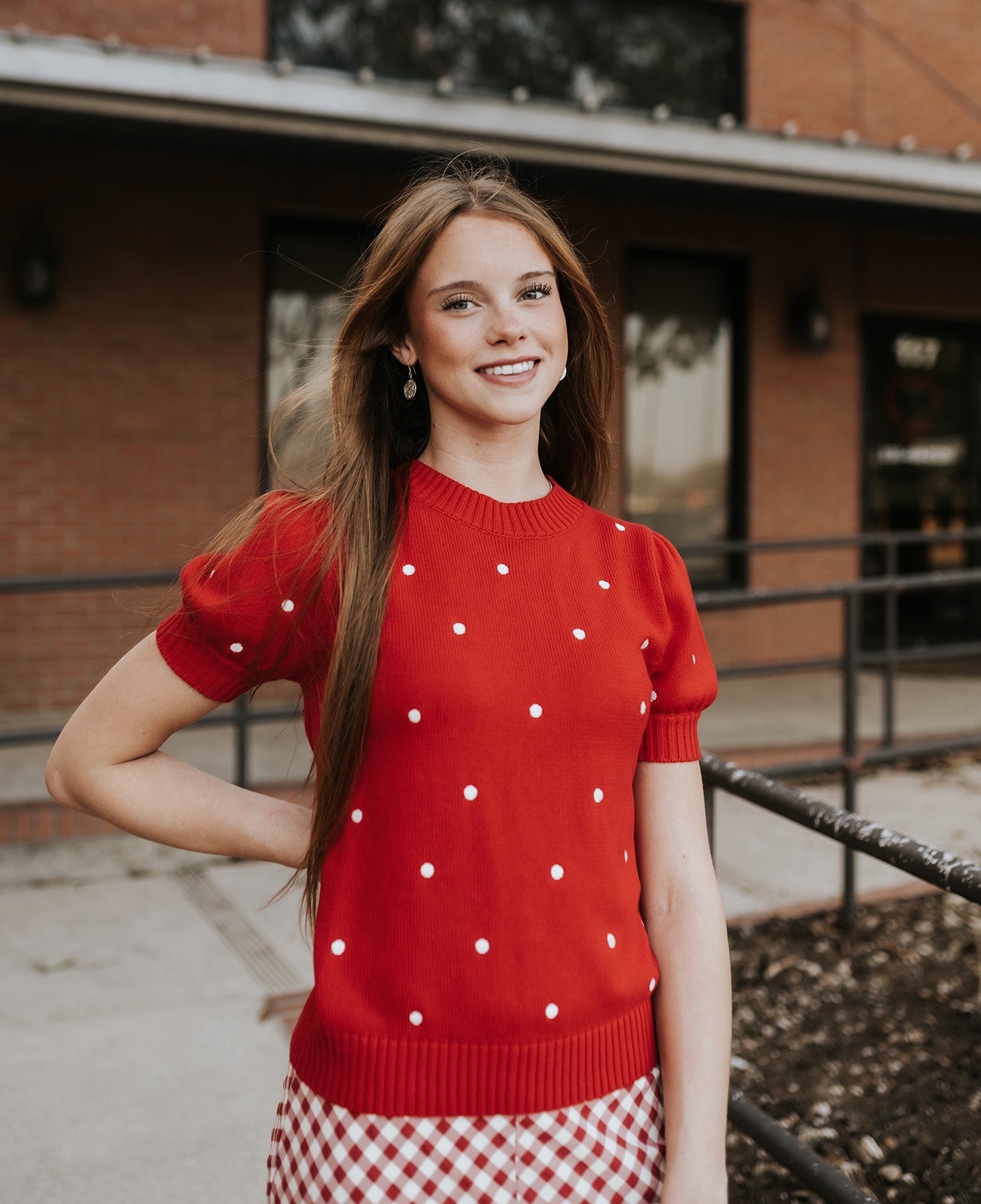 Red/Ivory Puff Short Sleeve Sweater MWT10040 - Southern Soule Designs