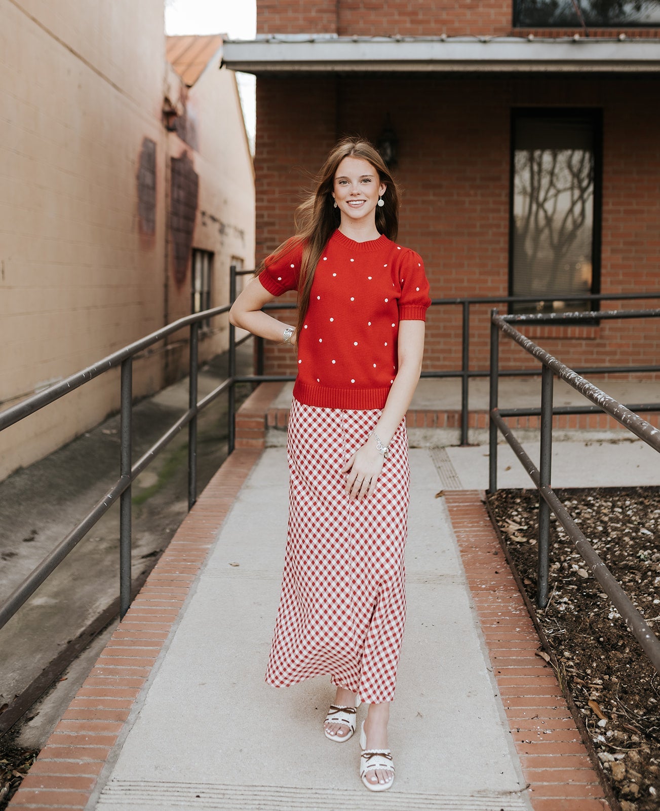 Red/Ivory Puff Short Sleeve Sweater MWT10040 - Southern Soule Designs