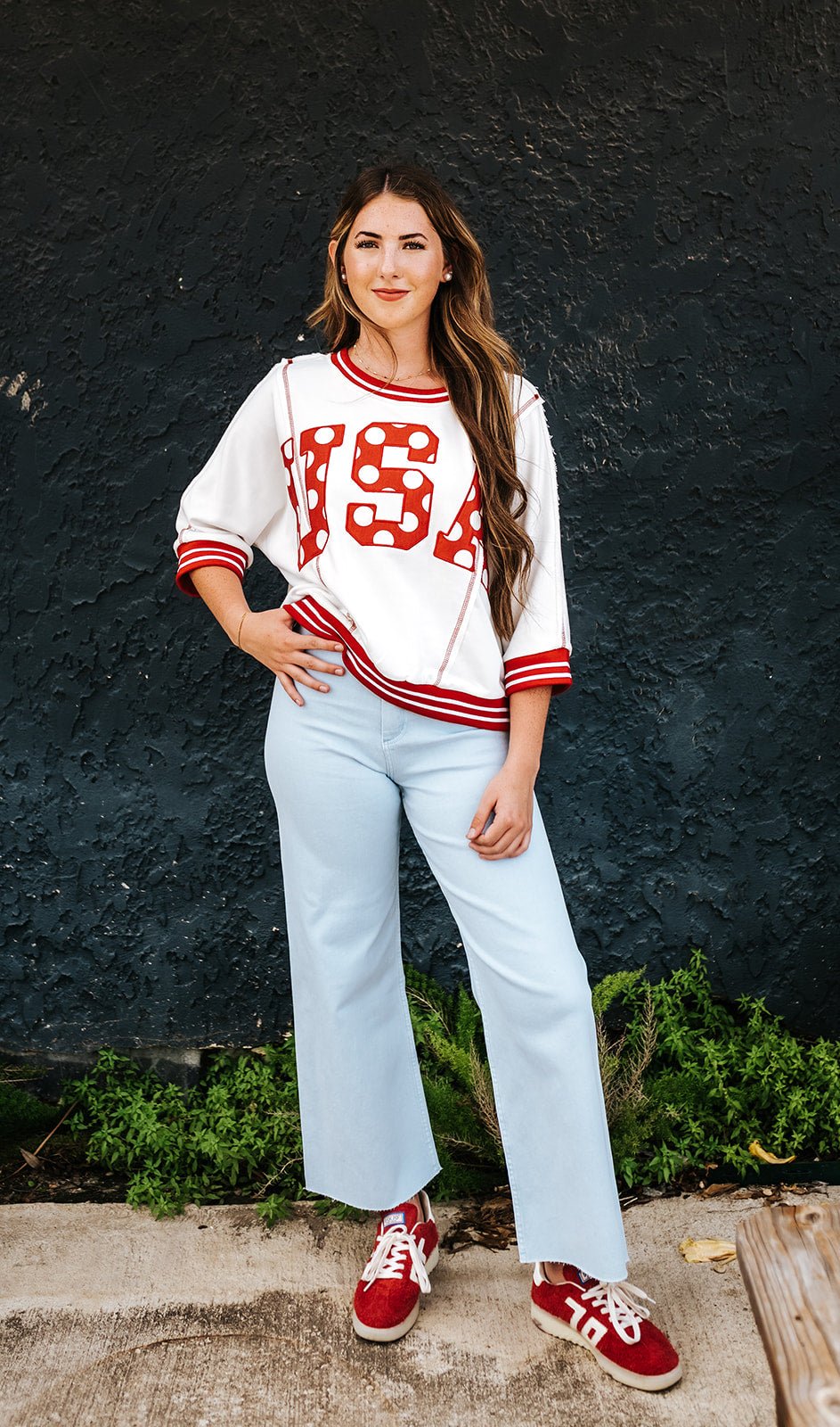 Red/Ivory USA Sweatshirt SW10560LL - Southern Soule Designs