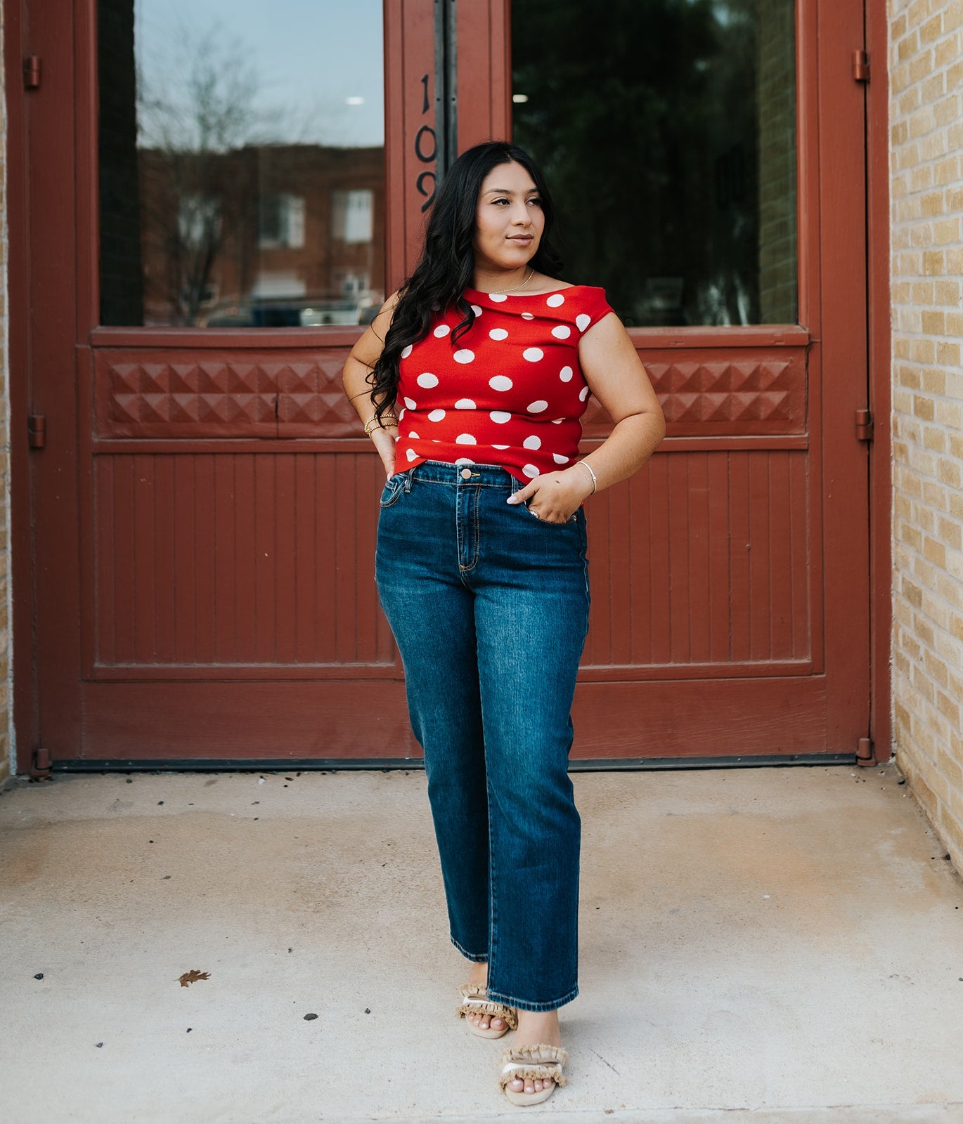 Red/Light Pink Polka Dot Sweater SWT2214 - 2 - Southern Soule Designs