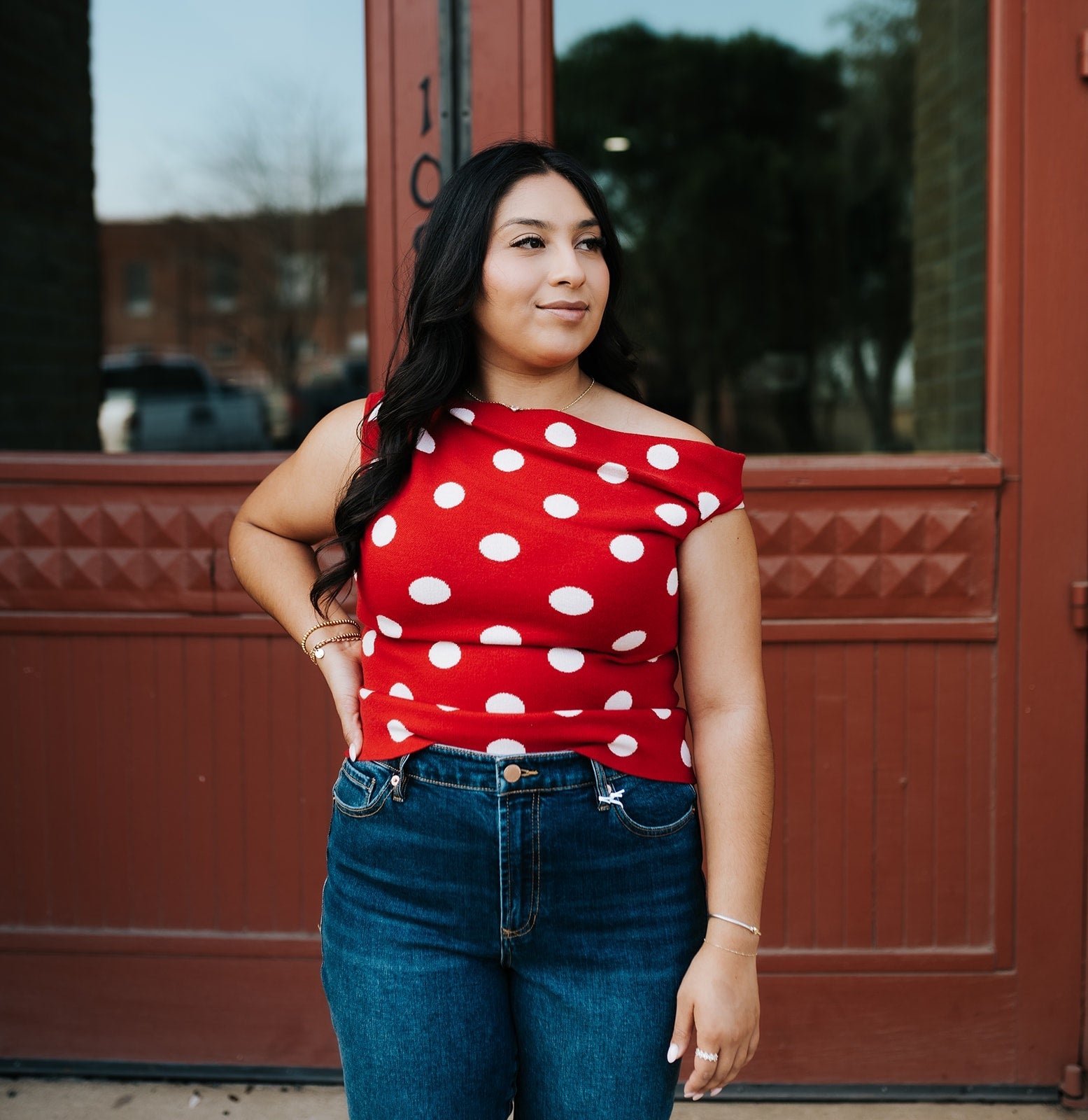 Red/Light Pink Polka Dot Sweater SWT2214 - 2 - Southern Soule Designs