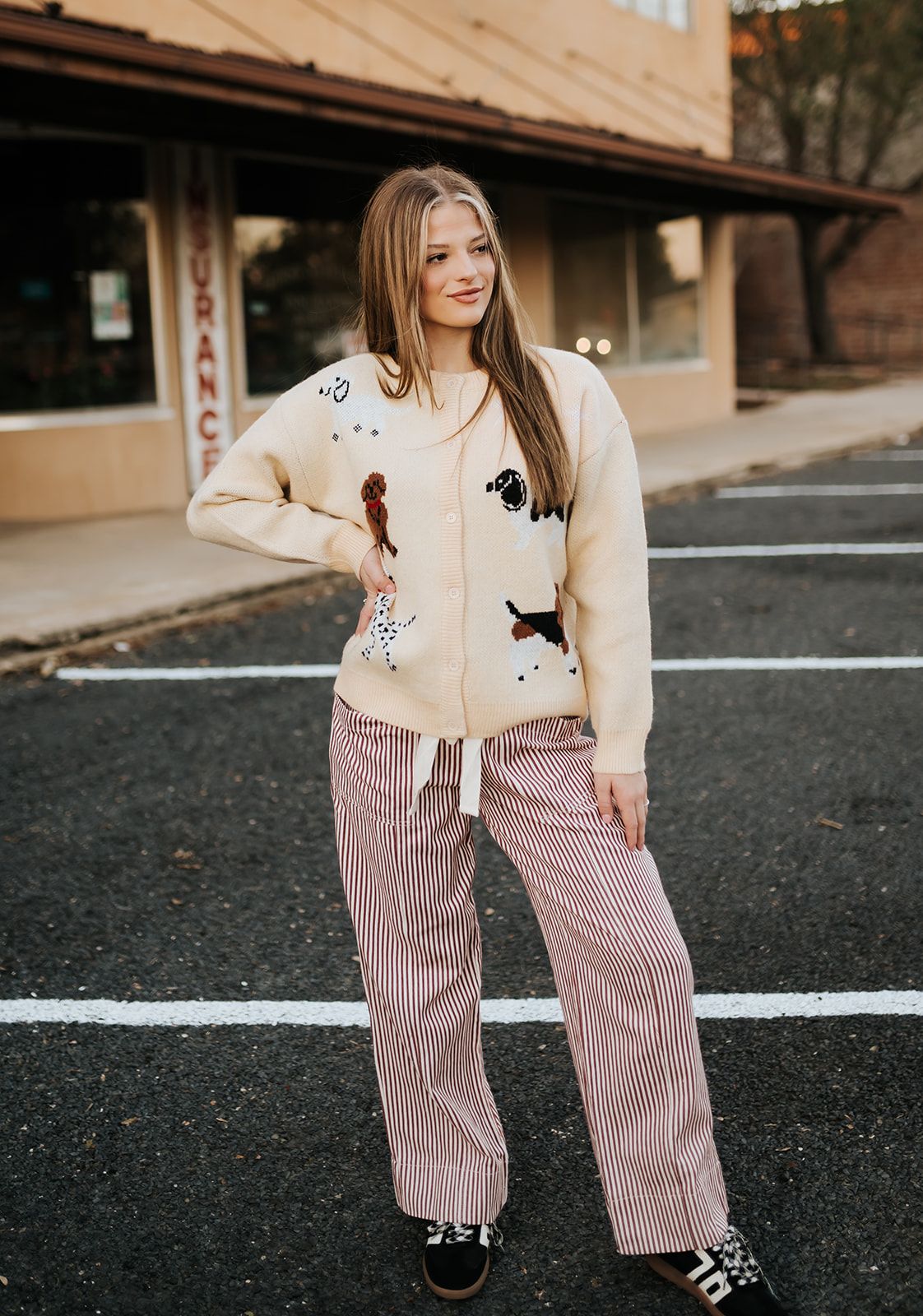 Red/Off White Striped Wide Leg Pants MP4461 - Southern Soule Designs