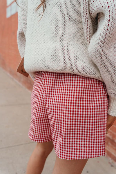 Red/White Gingham Casual Shorts WL25 - 10089 - Southern Soule Designs