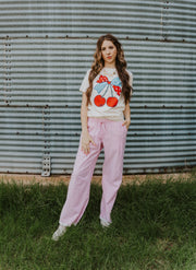 Red/White Stripe Pants with Eyelet Trim SP2850 - Southern Soule Designs