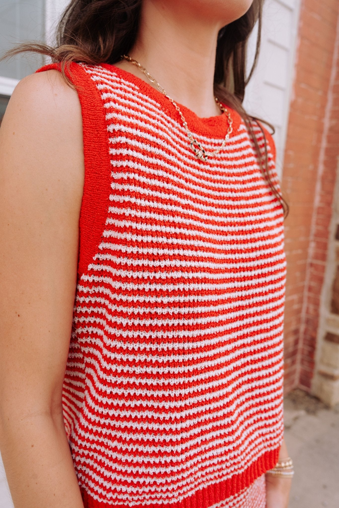 Red/White Striped Sleeveless Top and Maxi Skirt Set IST5872 - Southern Soule Designs