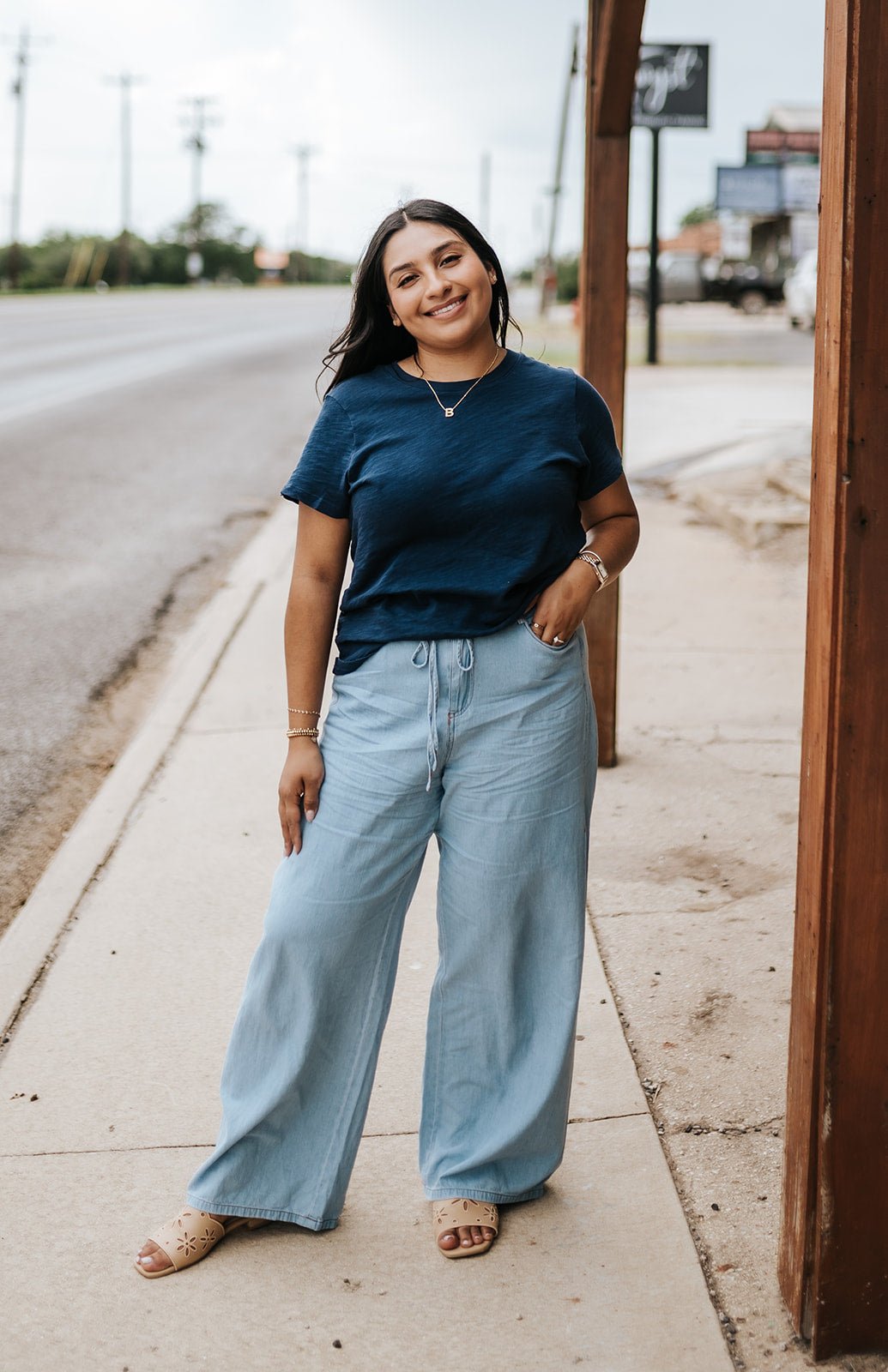 Relaxed denim Pants with Drawstring Waist DS0968 - Southern Soule Designs