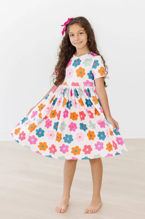 Retro Floral Pocket Twirl Dress - Southern Soule Designs