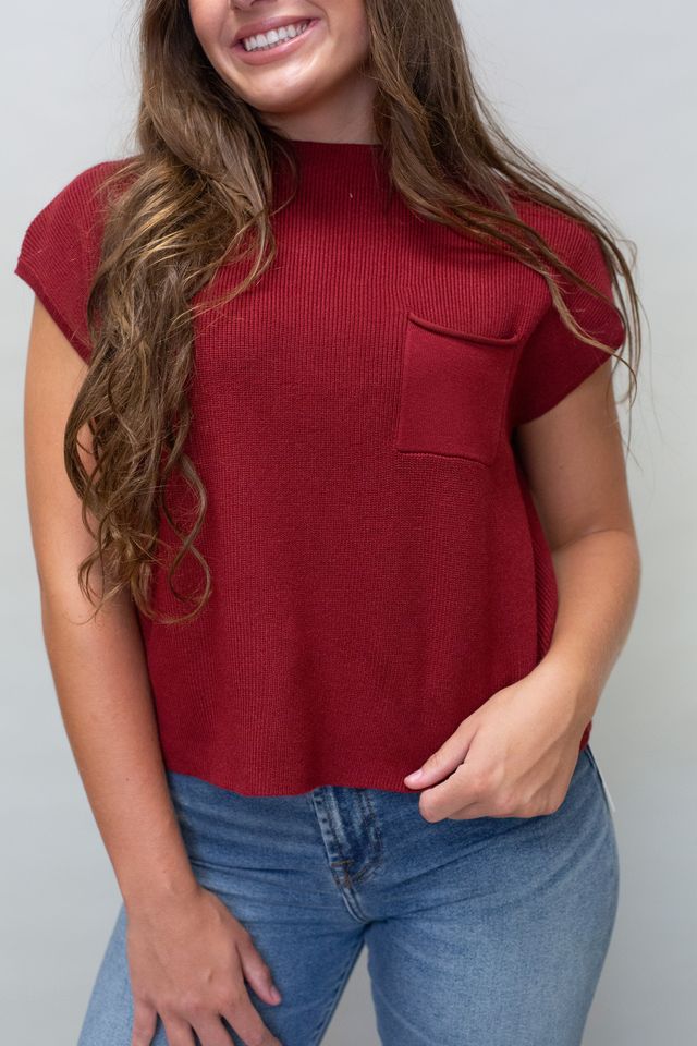 Ribbed Short Sleeve Top with Pocket SK11370 - Southern Soule Designs