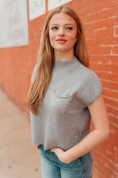 Ribbed Short Sleeve Top with Pocket SK11370 - Southern Soule Designs