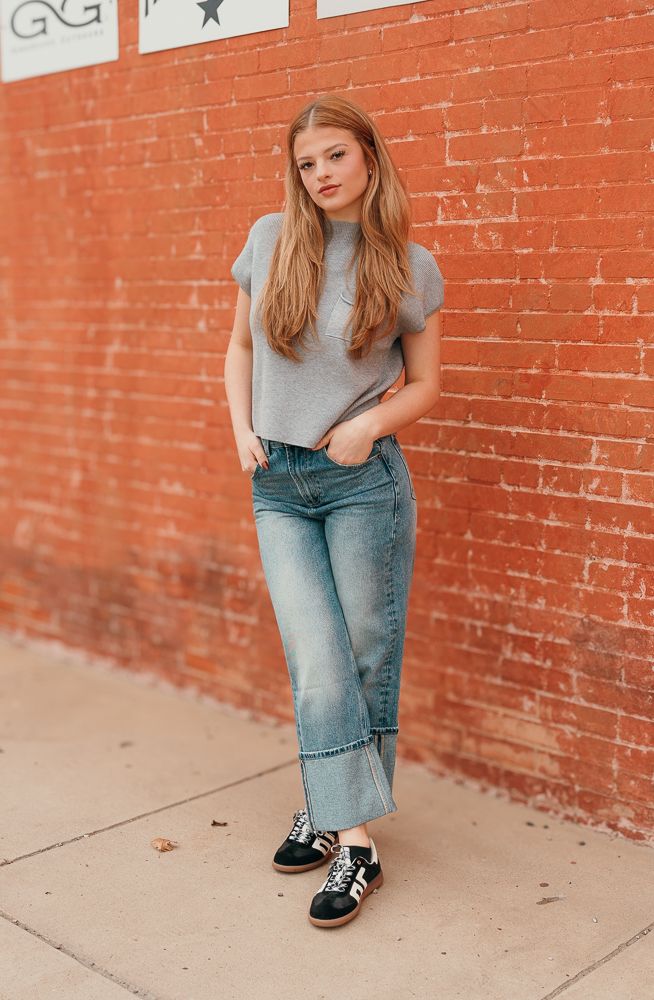 Ribbed Short Sleeve Top with Pocket SK11370 - Southern Soule Designs