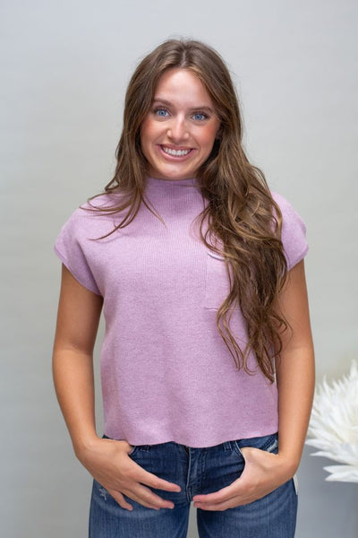 Ribbed Short Sleeve Top with Pocket SK11370 - Southern Soule Designs