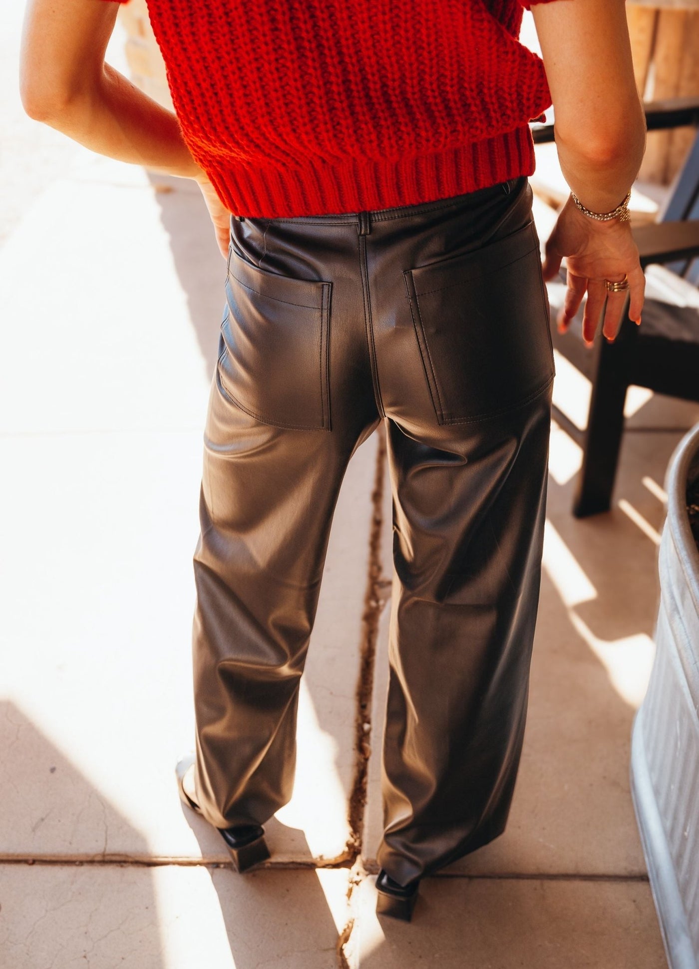 Rilynn Faux Leather Pant Black ZP244506 - Southern Soule Designs