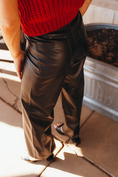 Rilynn Faux Leather Pant Black ZP244506 - Southern Soule Designs