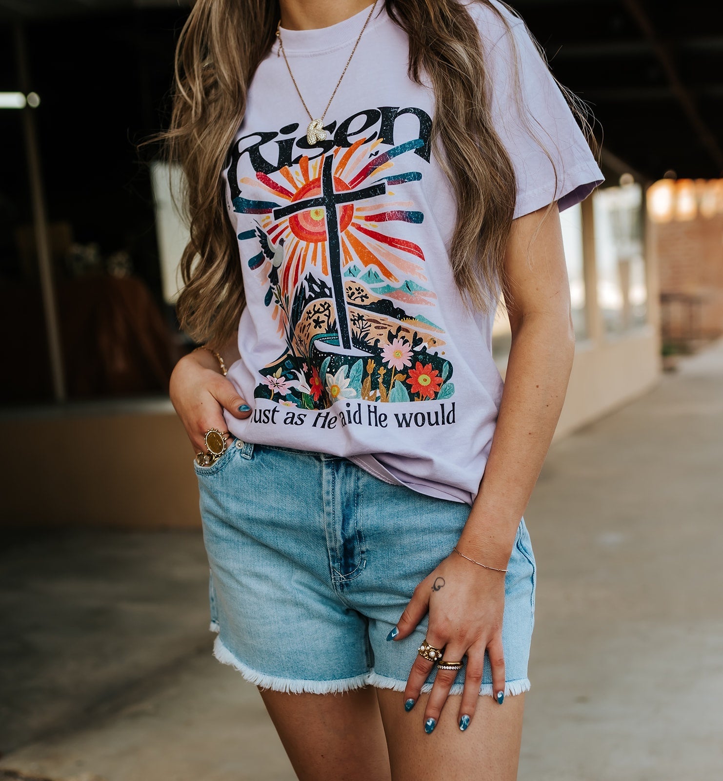 Risen Just As He Said Christian Tee Orchid - Southern Soule Designs