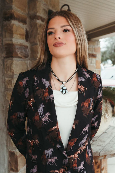 Rock & Roll Black Horse Print Blazer BW96T05236 - Southern Soule Designs