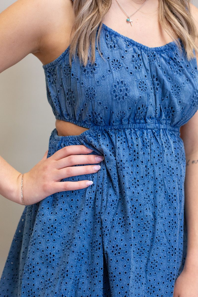 Rock & Roll Blue Eyelet Dress - Southern Soule Designs