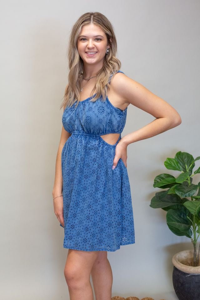 Rock & Roll Blue Eyelet Dress - Southern Soule Designs