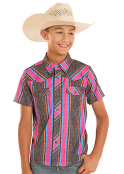 Rock & Roll Boy's Black Tek Ripstop Stripe Shirt BBN3S08684 - Southern Soule Designs
