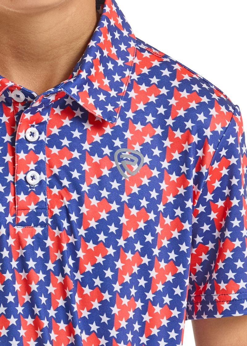 Rock & Roll Boy's Blue Americano Printed Polo BB51T08717 - Southern Soule Designs