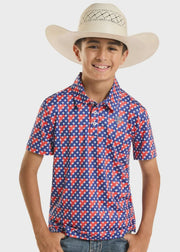Rock & Roll Boy's Blue Americano Printed Polo BB51T08717 - Southern Soule Designs
