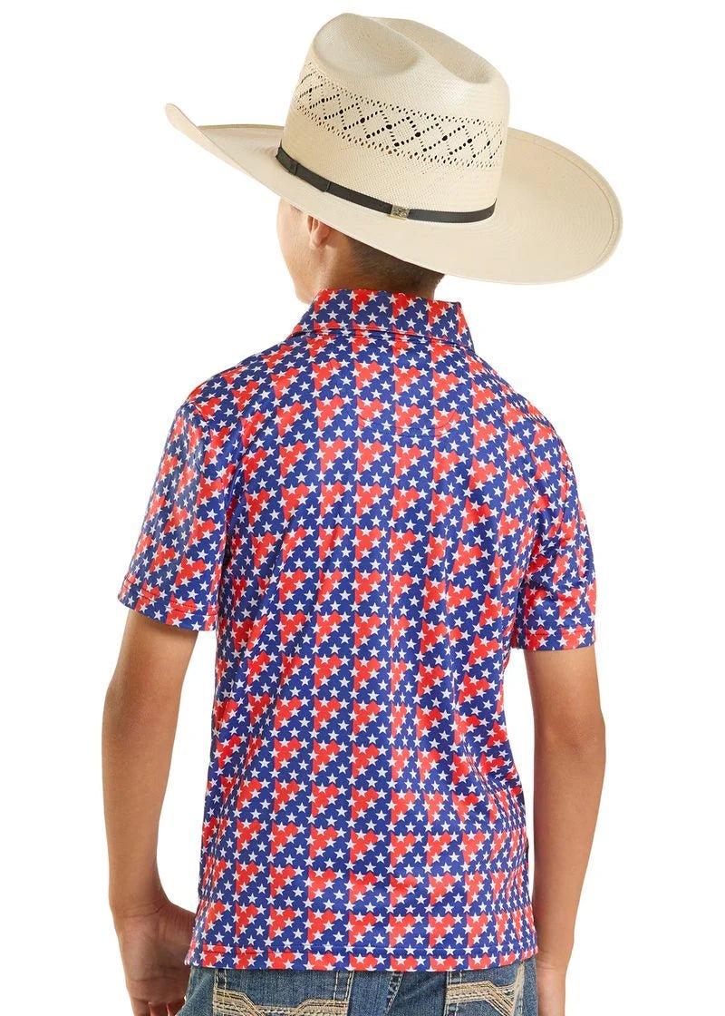 Rock & Roll Boy's Blue Americano Printed Polo BB51T08717 - Southern Soule Designs