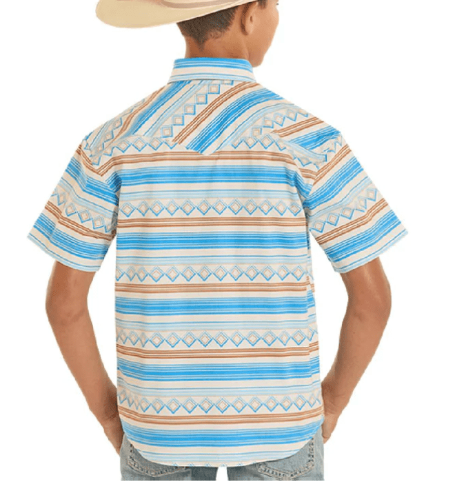 Rock & Roll Boy's Blue Striped SS Snap Shirt BBN3S08658 - Southern Soule Designs