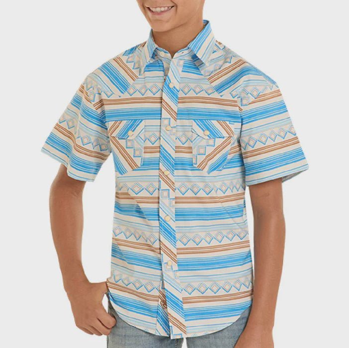 Rock & Roll Boy's Blue Striped SS Snap Shirt BBN3S08658 - Southern Soule Designs