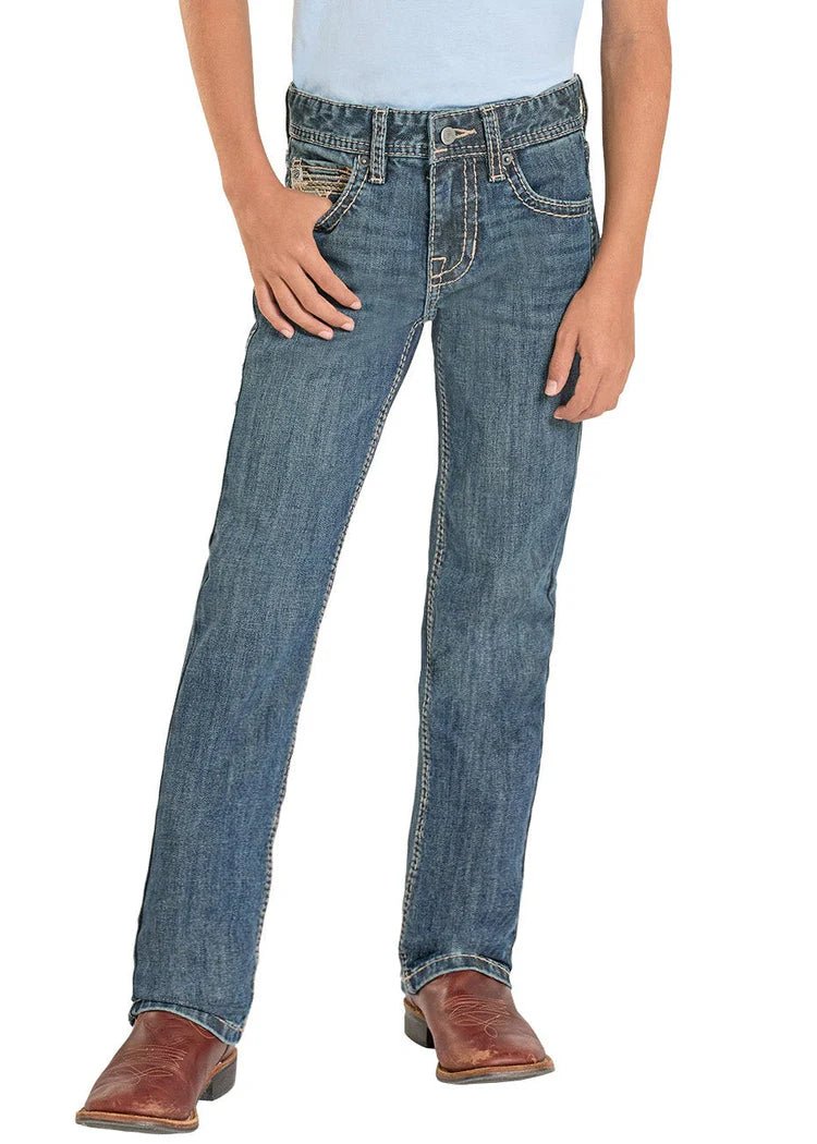Rock & Roll Boy's Ladder Stitch Embroidered Revolver Jean BB1RD086222 - Southern Soule Designs