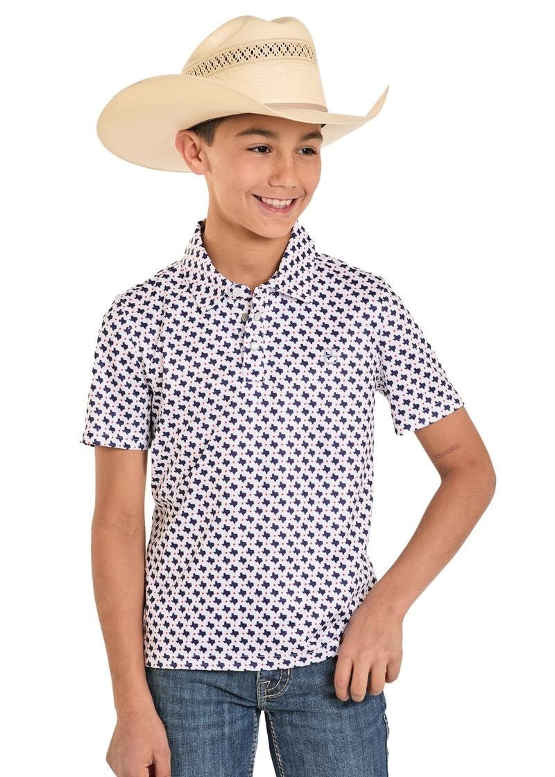 Rock & Roll Boy's Navy SS Polo Snap Shirt TB51T08222 - Southern Soule Designs