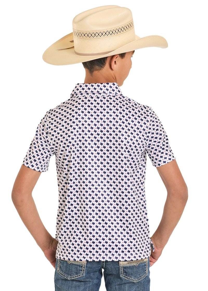 Rock & Roll Boy's Navy SS Polo Snap Shirt TB51T08222 - Southern Soule Designs