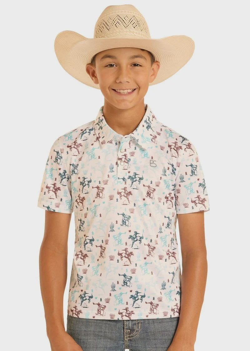 Rock & Roll Boy's Turquoise SS Polo Snap Shirt TB51T08992 - Southern Soule Designs