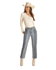 Rock & Roll BW9HD03594 Two Tone Crop Jeans - Southern Soule Designs