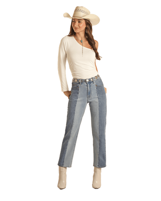Rock & Roll BW9HD03594 Two Tone Crop Jeans - Southern Soule Designs
