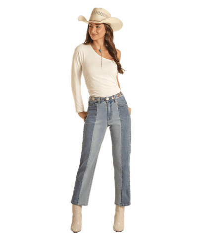Rock & Roll BW9HD03594 Two Tone Crop Jeans - Southern Soule Designs