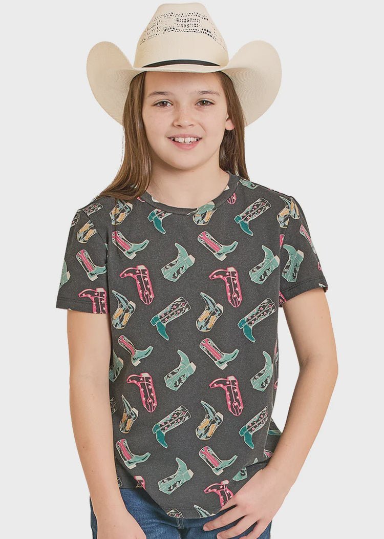 Rock & Roll Girl's Boot Print Tee BG21T08552 - Southern Soule Designs