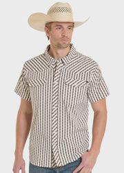 Rock & Roll Men's Brown Printed Stripe Tek Shirt BMN3S08383 - Southern Soule Designs