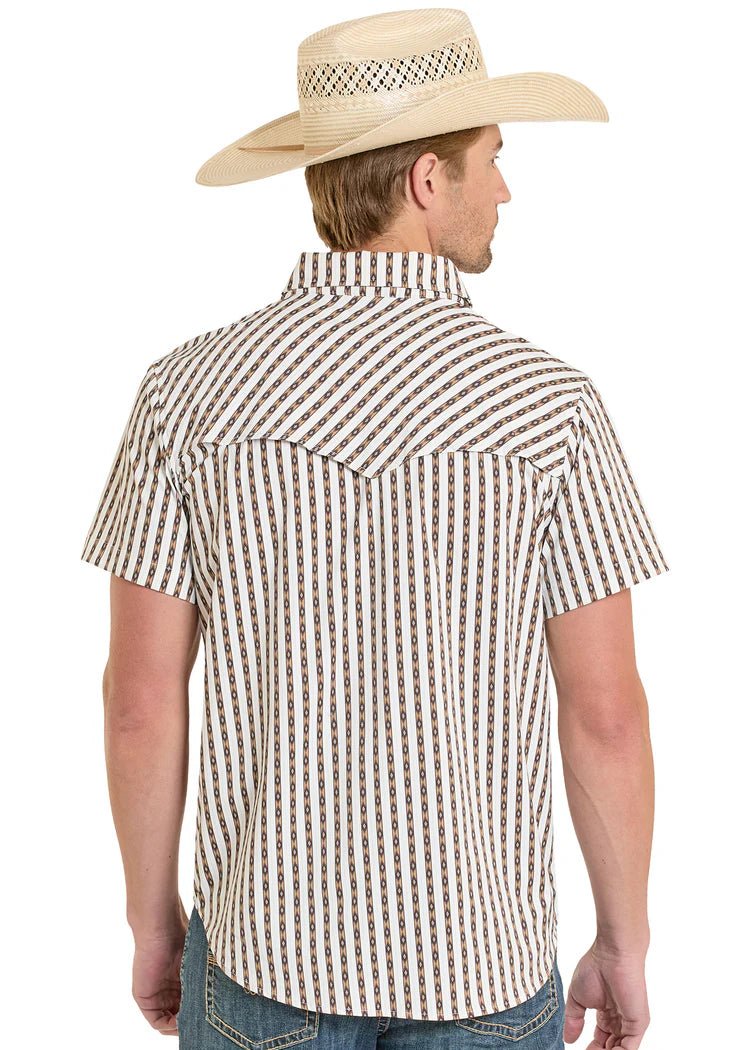 Rock & Roll Men's Brown Printed Stripe Tek Shirt BMN3S08383 - Southern Soule Designs