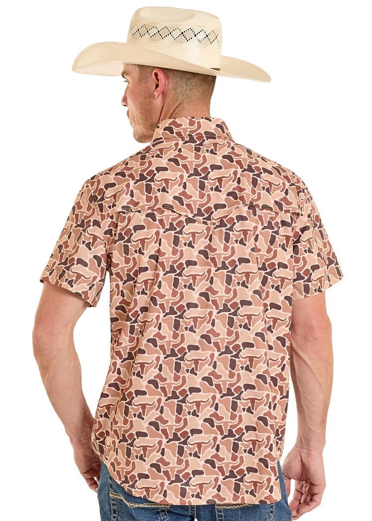 Rock & Roll Men's Camel Camo Printed Tek Western Shirt BMN3S08394 - Southern Soule Designs