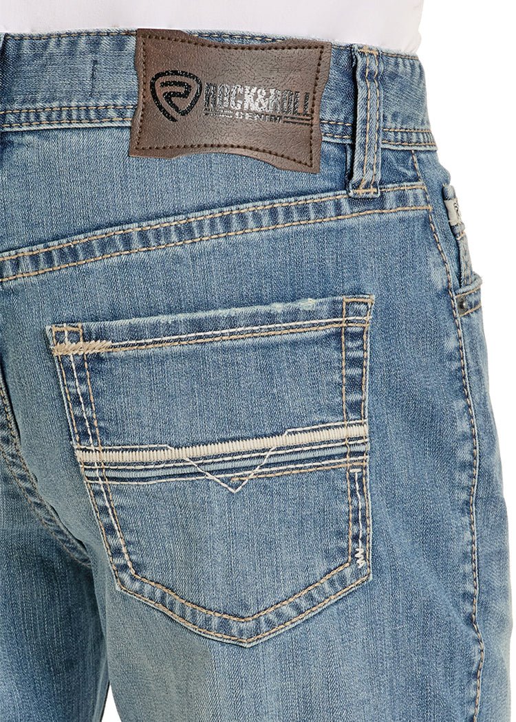 Rock & Roll Men's Embroidered Ladder Stitch Straight Leg Jean BM0SD08577 - Southern Soule Designs