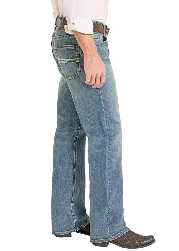Rock & Roll Men's Embroidered Ladder Stitch Straight Leg Jean BM0SD08577 - Southern Soule Designs