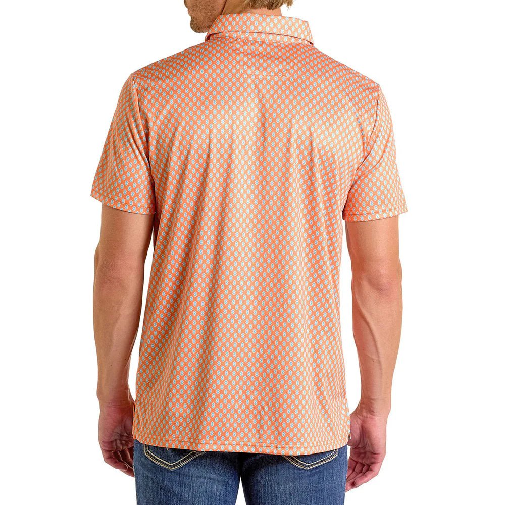 Rock & Roll Men's Orange Geo Polo BM51T06614 - Southern Soule Designs