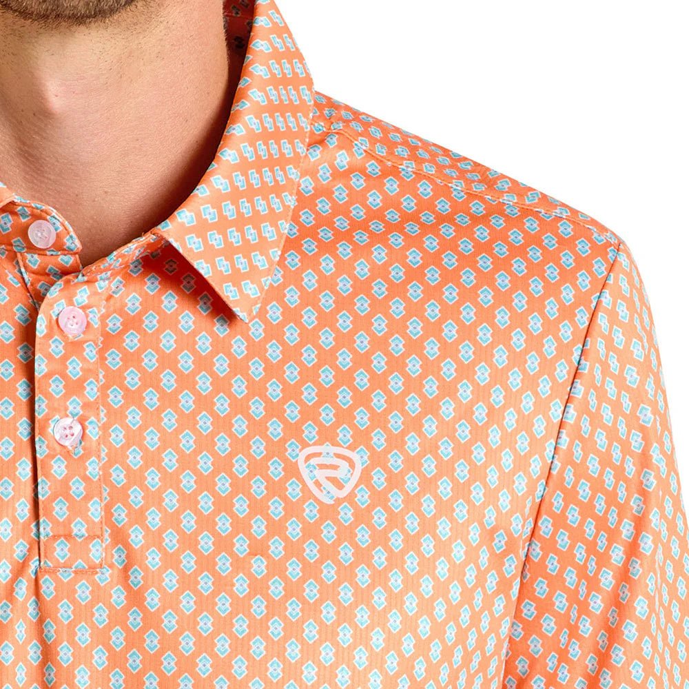 Rock & Roll Men's Orange Geo Polo BM51T06614 - Southern Soule Designs