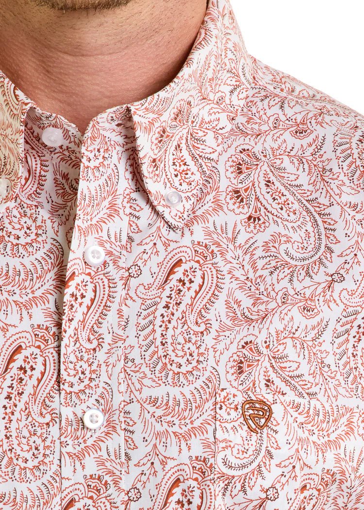 Rock & Roll Men's Paisley Short Sleeve Shirt Cream BMB3S06496 - Southern Soule Designs