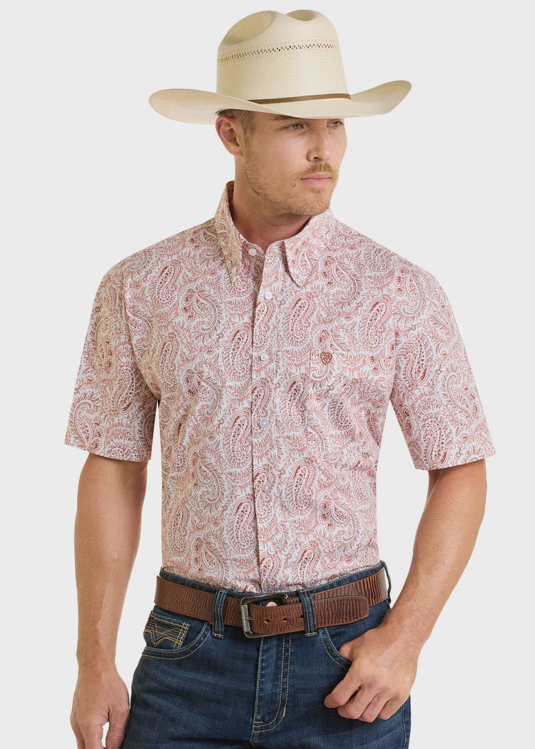 Rock & Roll Men's Paisley Short Sleeve Shirt Cream BMB3S06496 - Southern Soule Designs