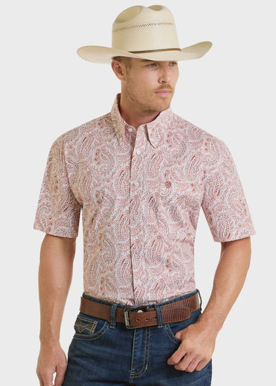 Rock & Roll Men's Paisley Short Sleeve Shirt Cream BMB3S06496 - Southern Soule Designs