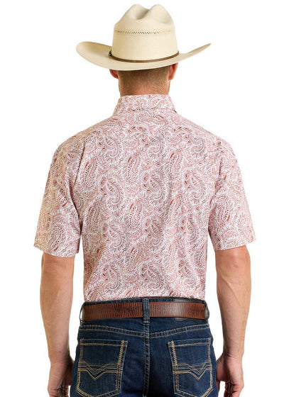 Rock & Roll Men's Paisley Short Sleeve Shirt Cream BMB3S06496 - Southern Soule Designs