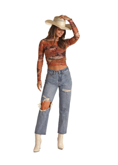 Rock & Roll RRWD9HR100 Back Yoke Crop Jeans - Southern Soule Designs
