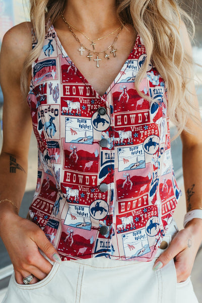 Rock & Roll Women's Americana Vest Scarlet BW98D06392 - Southern Soule Designs