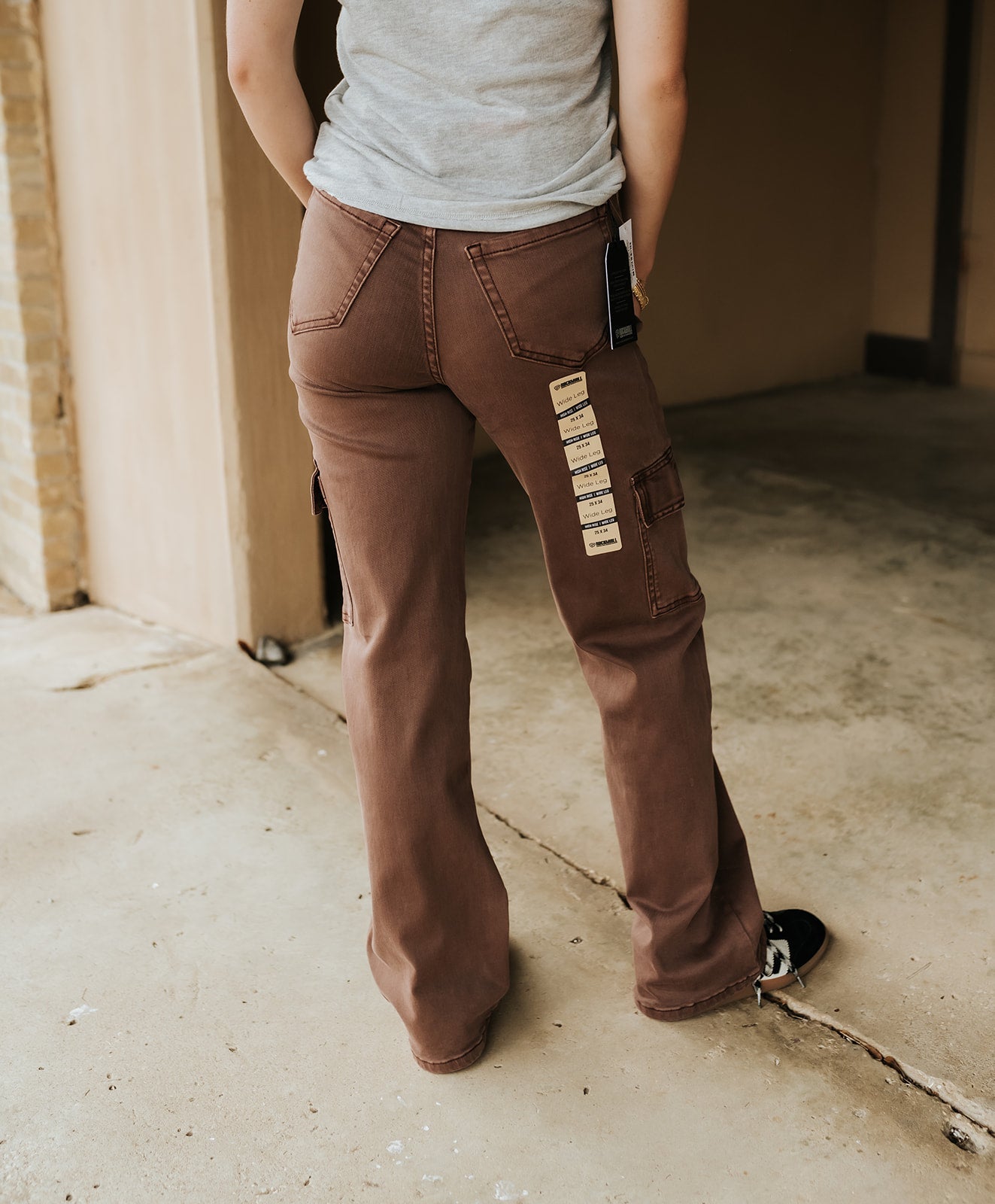 Rock & Roll Women's Cargo Relaxed Wide Leg Jean Maroon BW6HD08498 - Southern Soule Designs