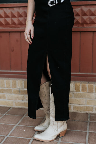 Rock & Roll Women's Denim Maxi Skirt Black BW69D07224 - Southern Soule Designs